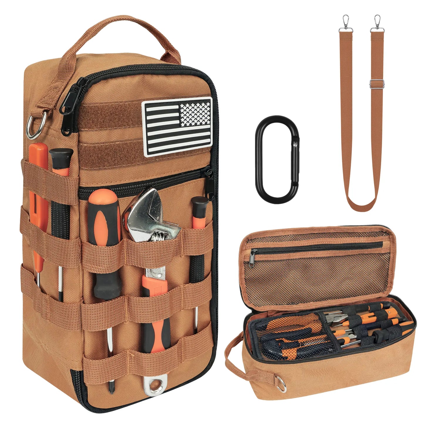 Portable Tool Bag, Heavy Duty Tool Pouch Bag with Shoulder Strap (Tools not Included)