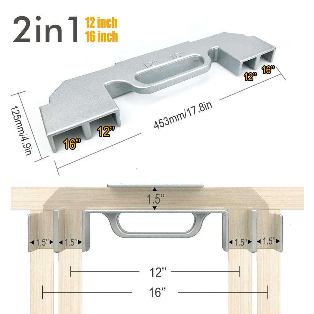 Framing Tool, 12/14/16 Inch On-Center Stud Layout Tool