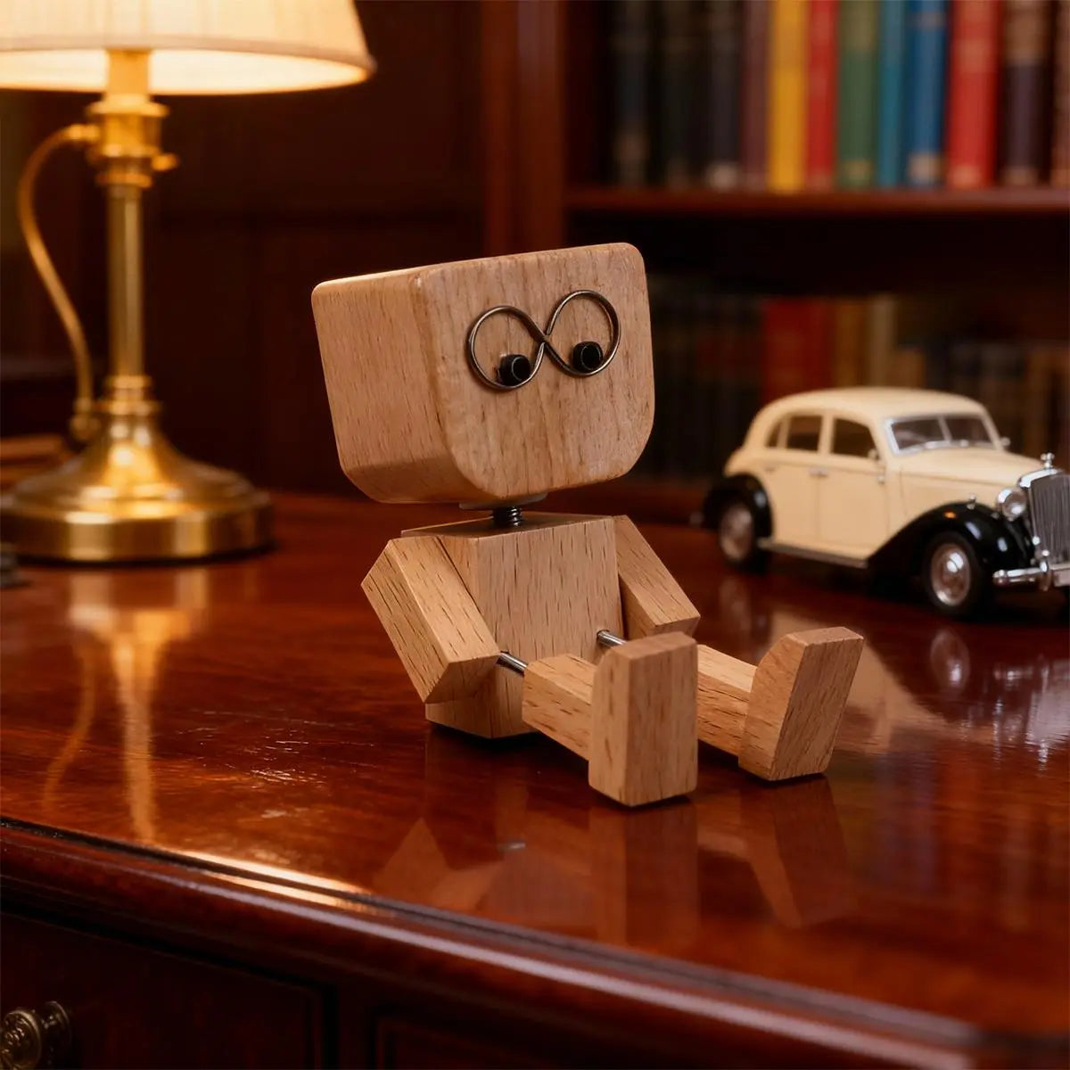 Shaking Wooden Man Figurine for Car Dashboard