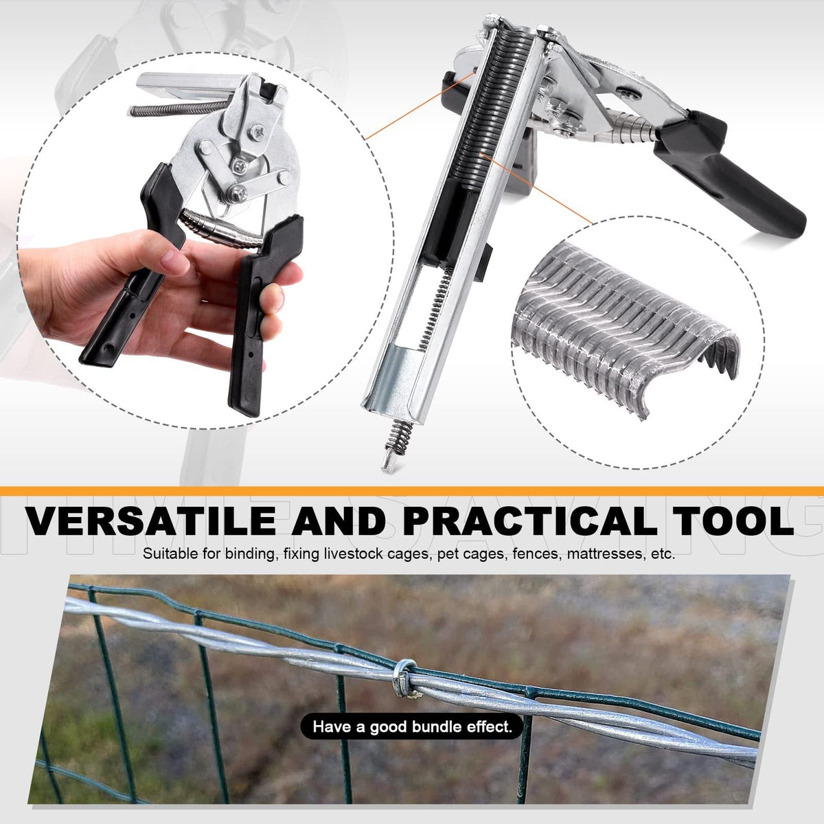 TYIIMAX™ M-Type Hog Ring Pliers Kit – Semi-Automatic Spring-Loaded Fence & Cage Repair Tool