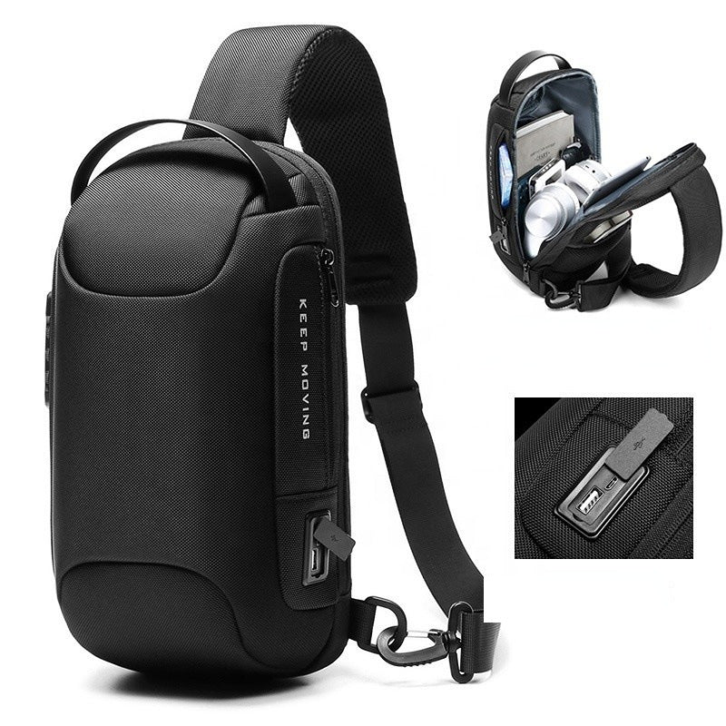 Waterproof Anti-Theft Sling Crossbody Chest Bag with USB Charging Port