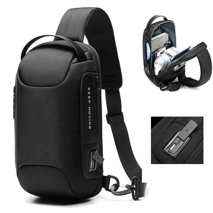 Waterproof Anti-Theft Sling Crossbody Chest Bag with USB Charging Port