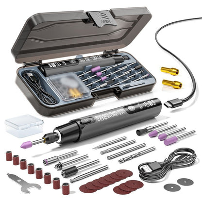 39PCS Electric Rotary Tool Kit – Mini Engraving Polishing Drill with Digital Display & LED Light, USB Rechargeable