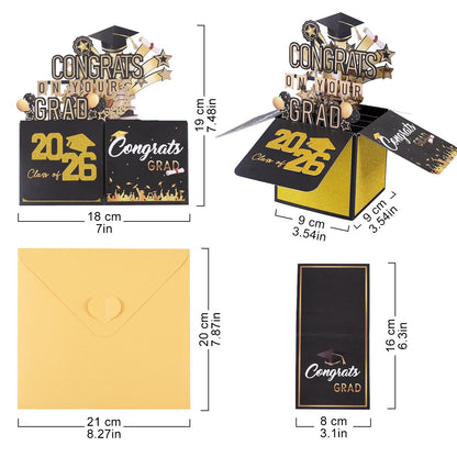 🎓Graduation Pop Up Card 2026 - 3D Happy Graduation Card with Envelope💌