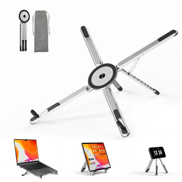 Portable Laptop Stand with Magnetic Phone Holder – Foldable & Adjustable