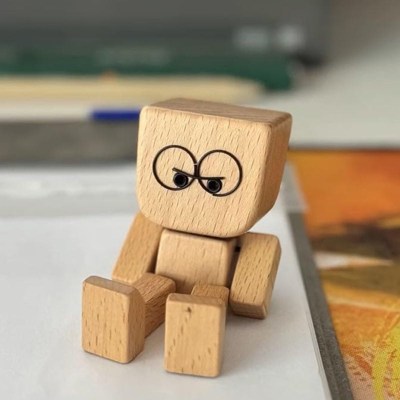 Shaking Wooden Man Figurine for Car Dashboard
