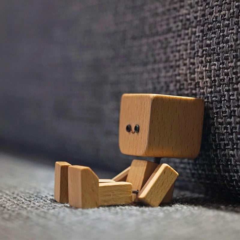 Shaking Wooden Man Figurine for Car Dashboard