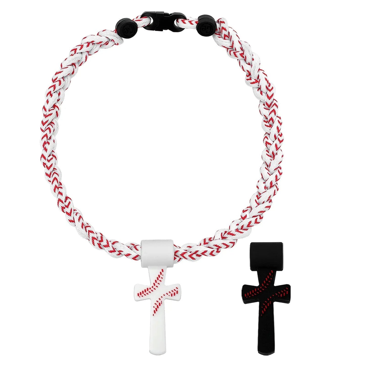 ✝️⚾Triple-Rope Tornado Baseball Necklace – Cross Charm Pendant with "I CAN DO ALL THINGS PHL4:13"