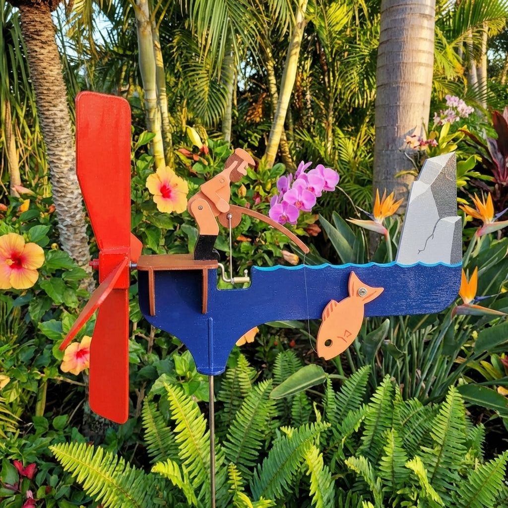 🎣 Fisherman Wind Spinner Garden Decor