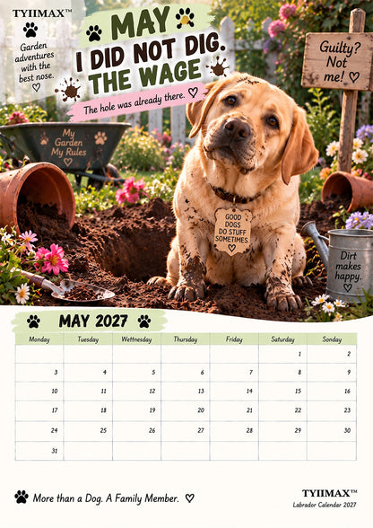 TYIIMAX™ Labrador Calendar 2027 – Funny 12-Month Wall Calendar for Labrador Lovers & Dog Owners