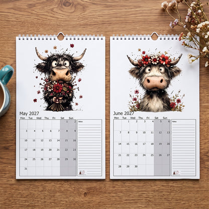 2027 Cute Highland Cow Wall Calendar 🐮 | Life Is Better With A Highland Cow ✨