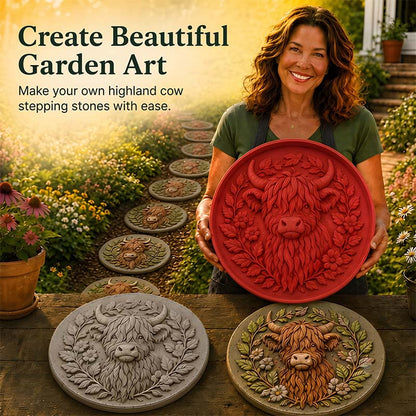 🐮Highland Cow Garden Art Stepping Stone Mold