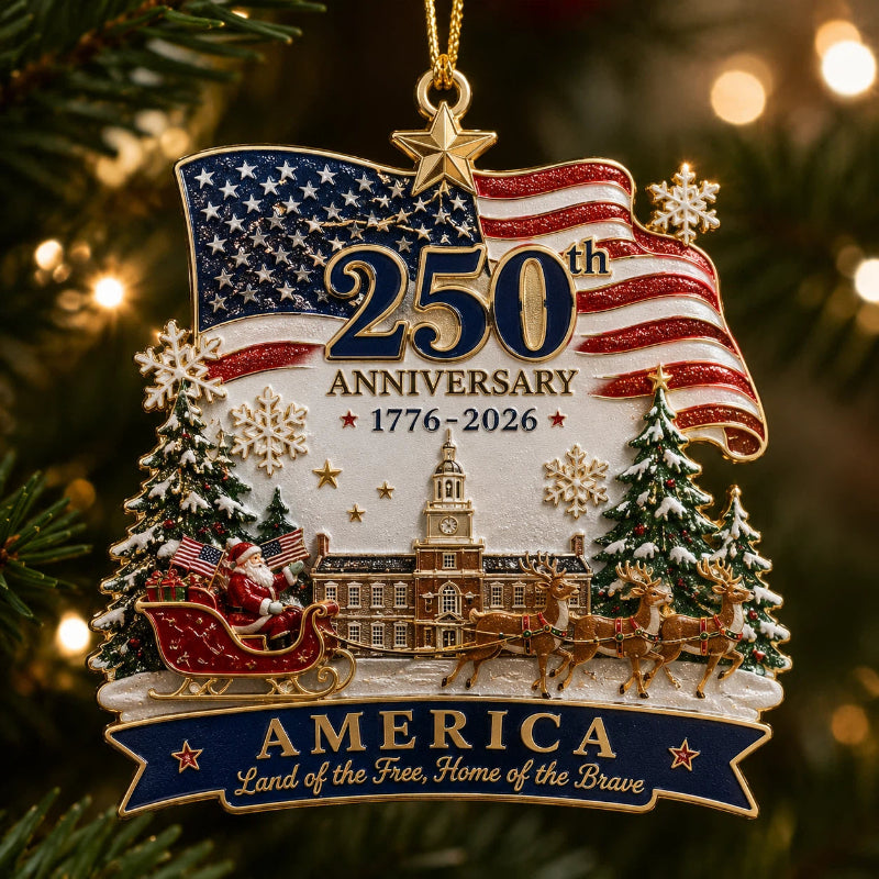 TYIIMAX™ USA 250th Anniversary Christmas Ornament – 1776–2026 Patriotic Collectible Holiday Keepsake