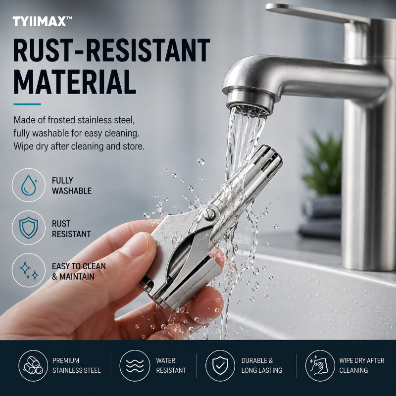 TYIIMAX™ Manual Nose Hair Trimmer – Stainless Steel 360° Trimmer, Waterproof & No Battery Required