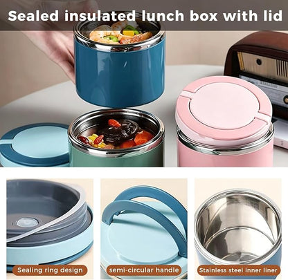 TYIIMAX™ Stainless Steel Insulated Lunch Box with Handle – Leakproof Stackable Food Container for Office, School & Travel