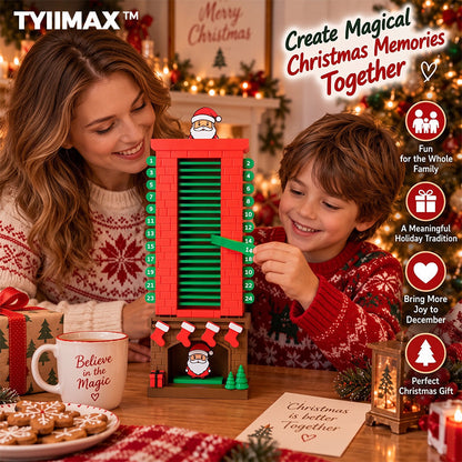 TYIIMAX™ Santa Christmas Countdown Advent Calendar – 24-Day Interactive Fireplace Countdown Decoration