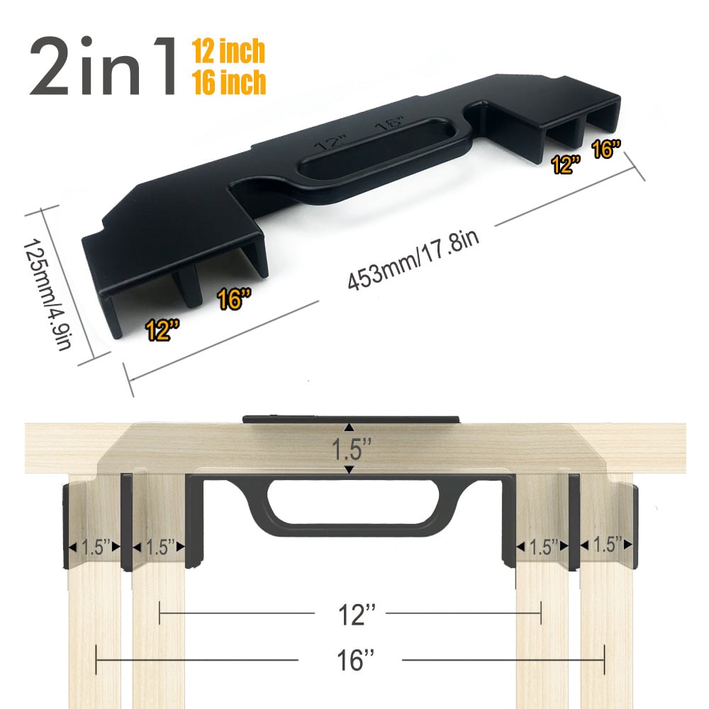 Framing Tool, 12/14/16 Inch On-Center Stud Layout Tool