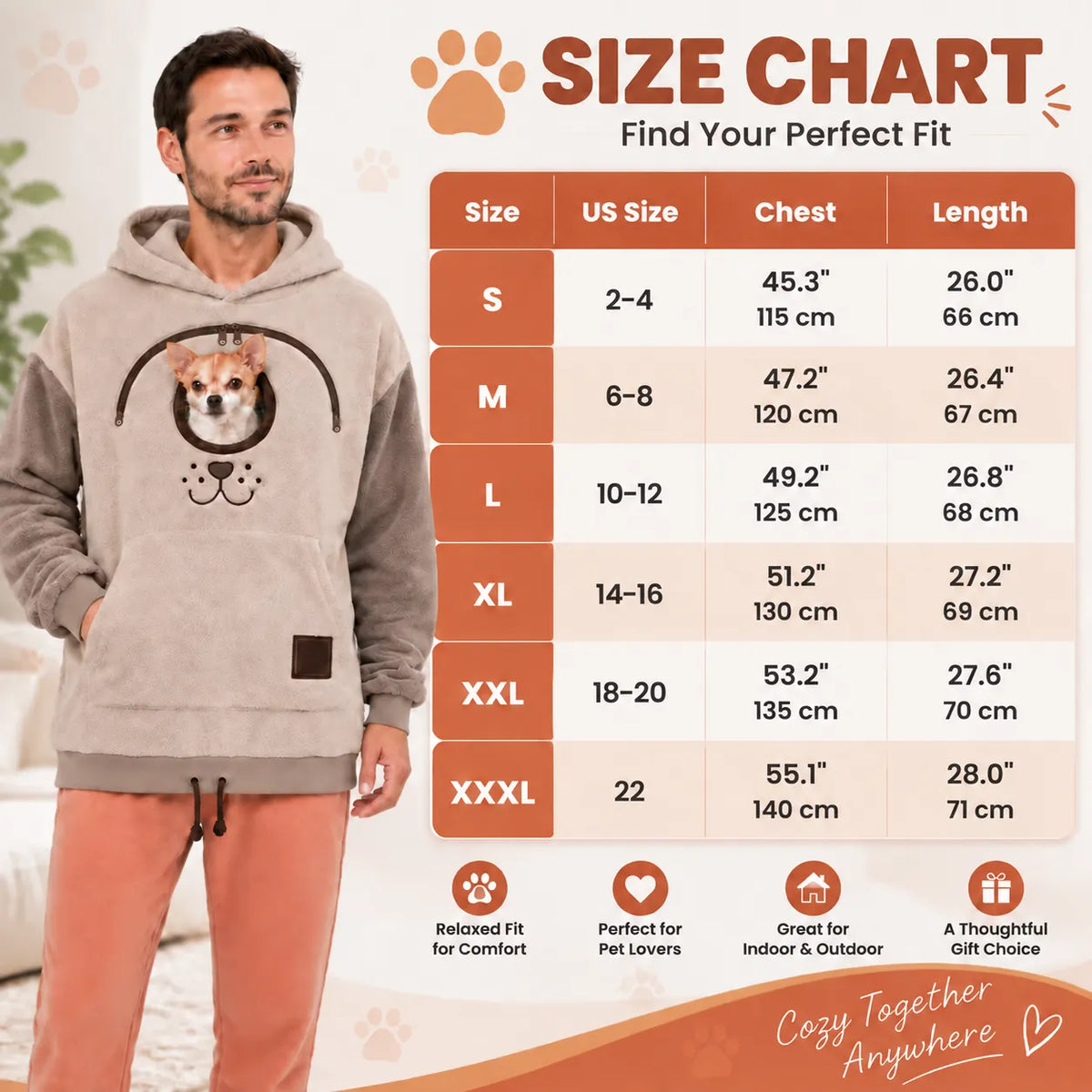 🐾 Cozy Pet Carrier Hoodie — Built-In Pouch for Cats & Small Dogs