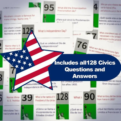 2026 US Citizenship Flash Cards: Study Guide: American Citizenship (Spanish & English)