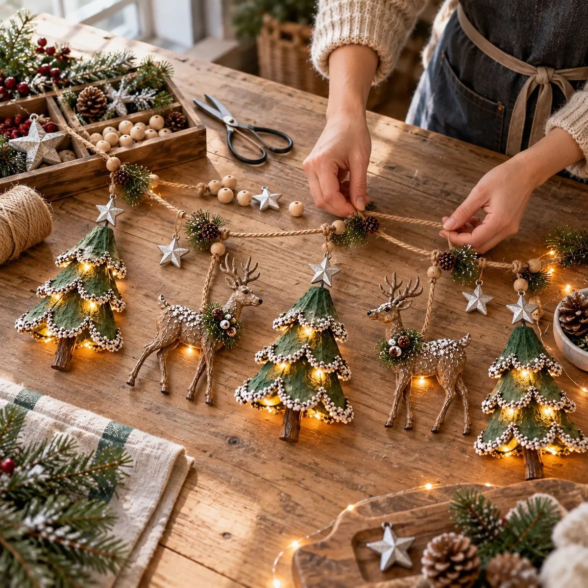 🎄Lighted Woodland Christmas Garland🦌