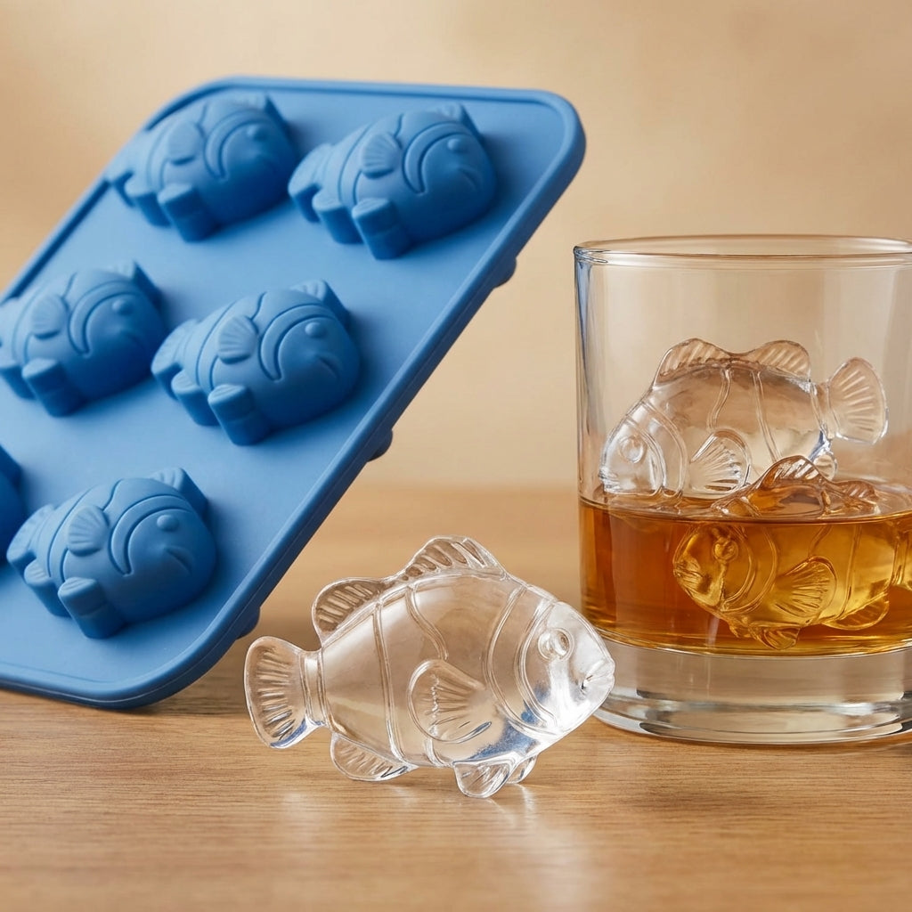 Fishing-Themed Silicone Ice Mold Set – Fun Ice Cubes for Anglers & Party Drinks