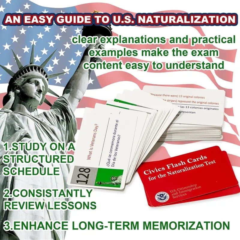 2026 US Citizenship Flash Cards: Study Guide: American Citizenship (Spanish & English)