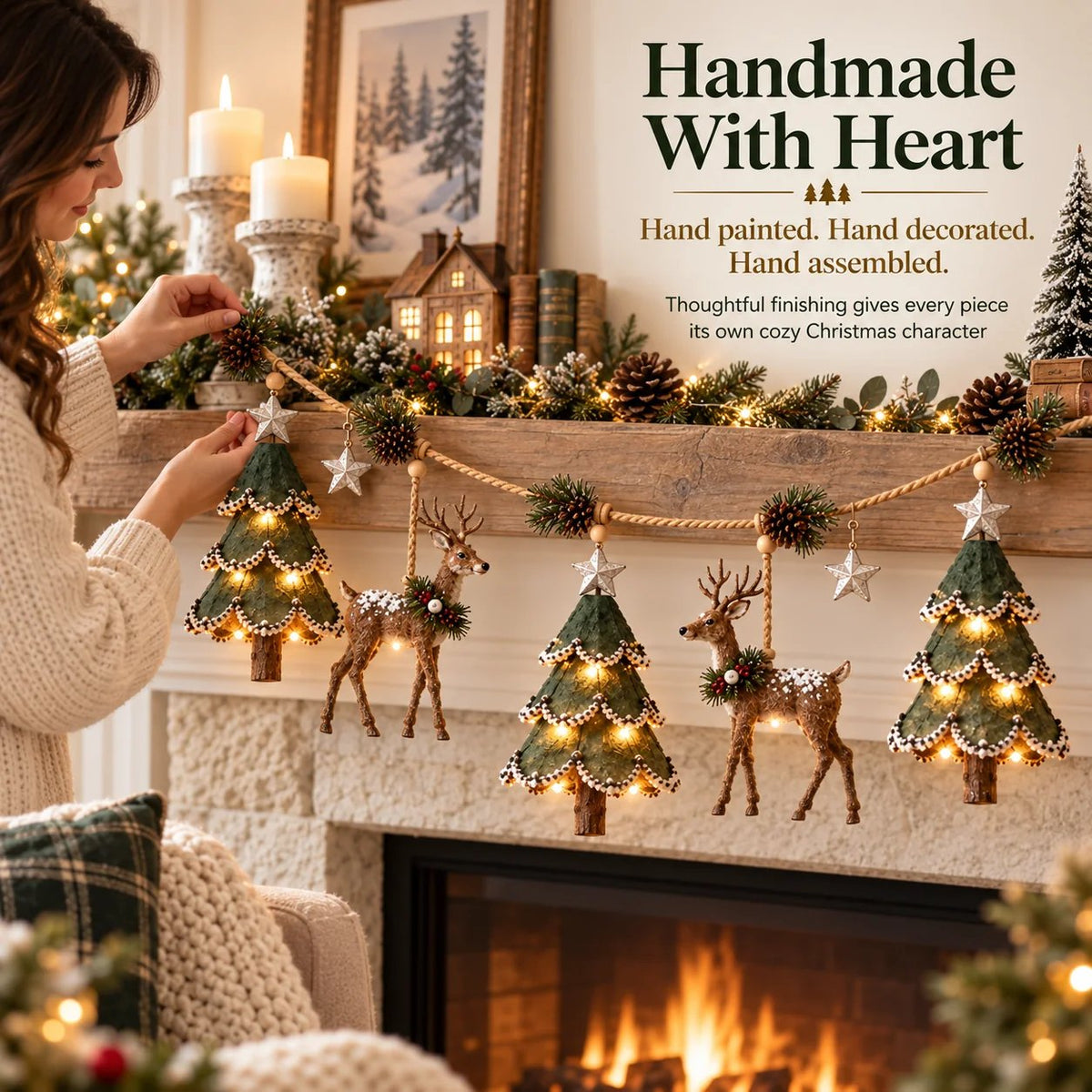 🎄Lighted Woodland Christmas Garland🦌