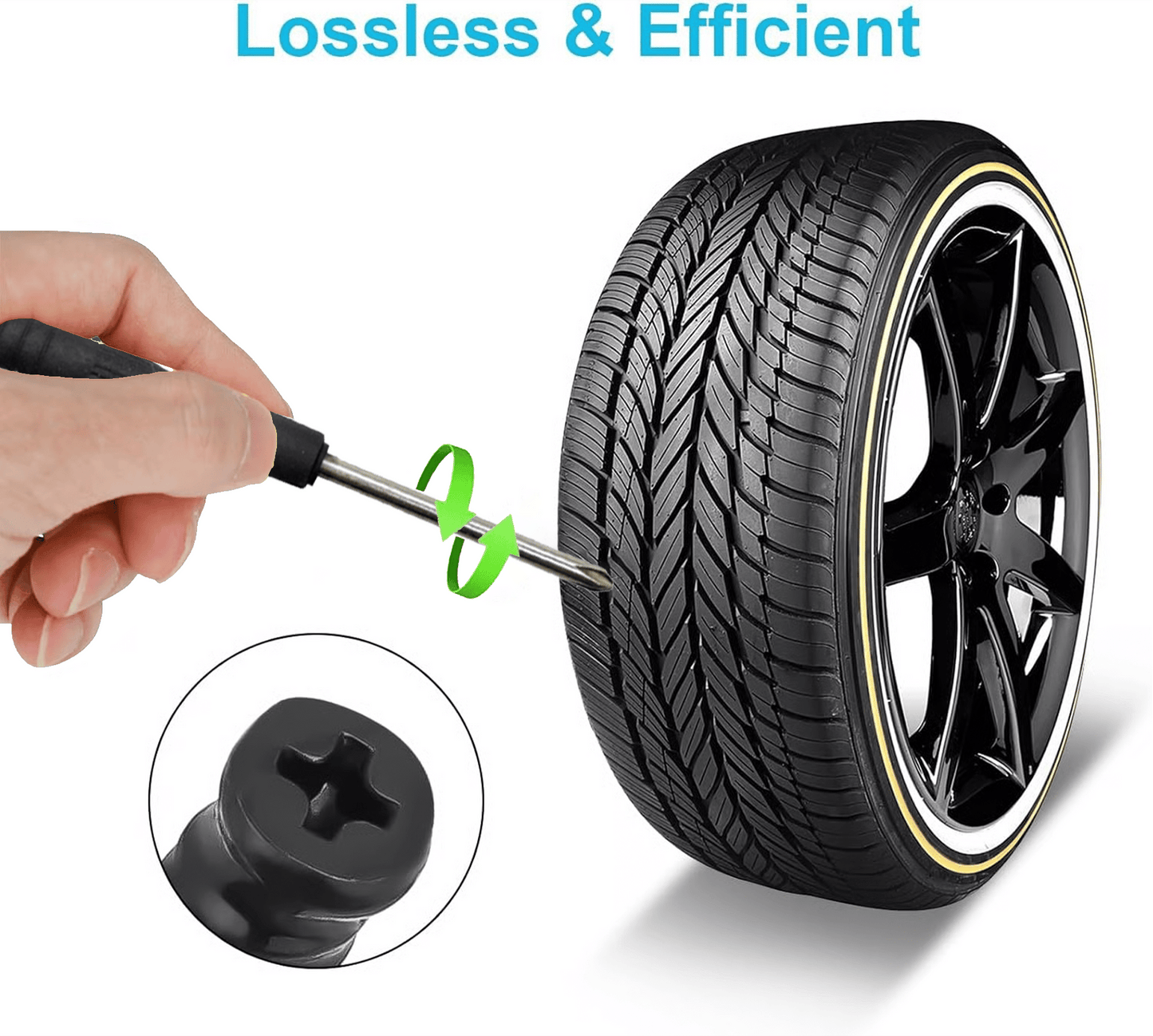 🔩60PCS Tire Repair Rubber Nails Kit, 2 Sizes Instant Flat Tire Fix 🚗 No Jack Needed