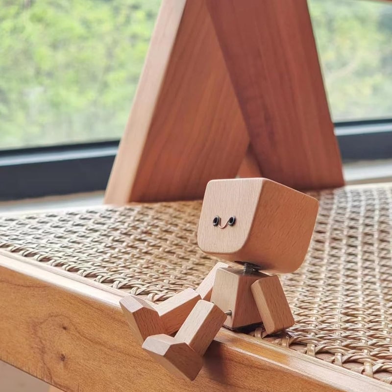 Shaking Wooden Man Figurine for Car Dashboard