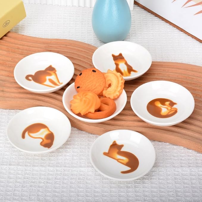 🐱Cute Cat Ceramic Sauce Dishes – Set of 6