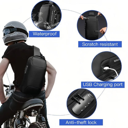 Waterproof Anti-Theft Sling Crossbody Chest Bag with USB Charging Port