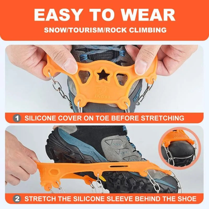 TYII™ 8-Spike Ice Cleats for Shoes – Non-Slip Snow Grips with Stainless Steel Chains for Winter Walking & Hiking