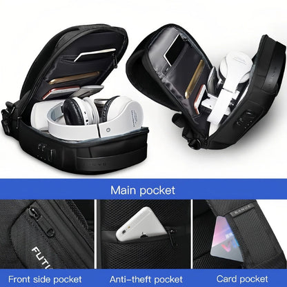 Waterproof Anti-Theft Sling Crossbody Chest Bag with USB Charging Port