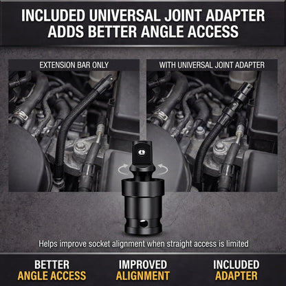 1/2" Drive Flexible Socket Extension Bar & Universal Joint Set
