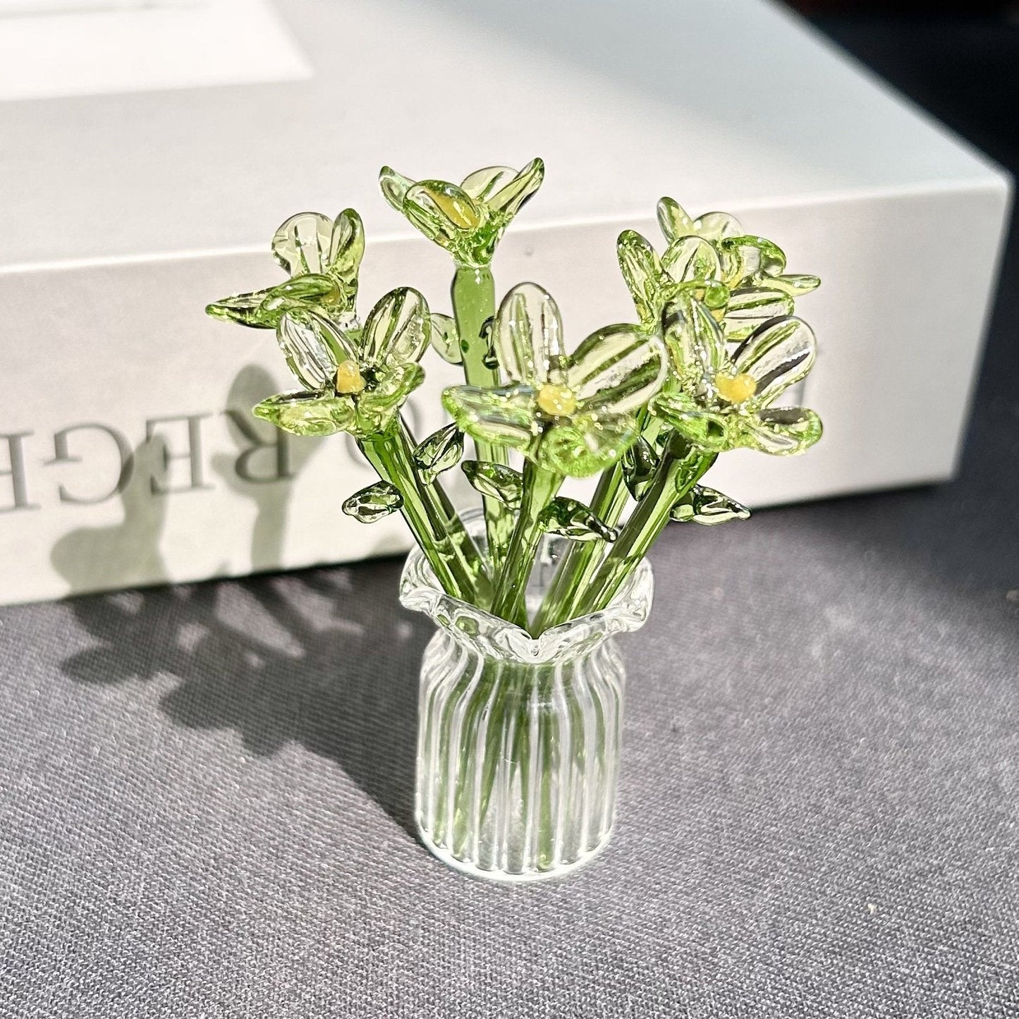 Mini Glass Flower Ornament Crafts Artificial Flower Floral Figurine