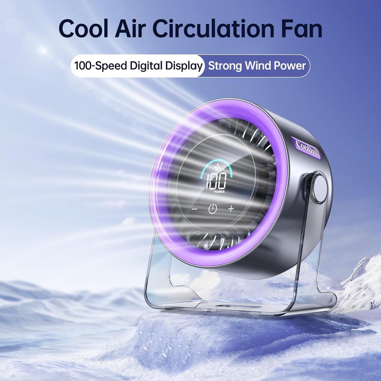 TyiiPlus Digital Display Quiet Table Fan with Turbo Airflow