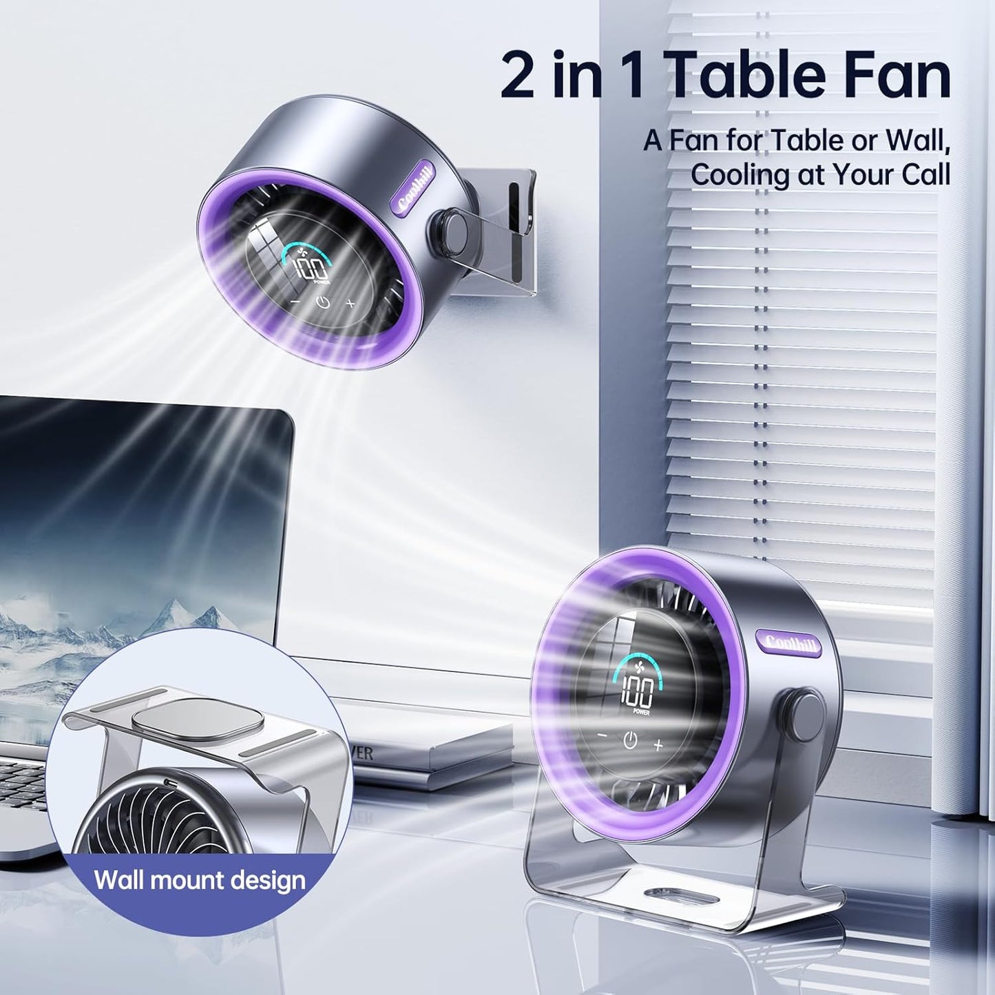 TyiiPlus Digital Display Quiet Table Fan with Turbo Airflow