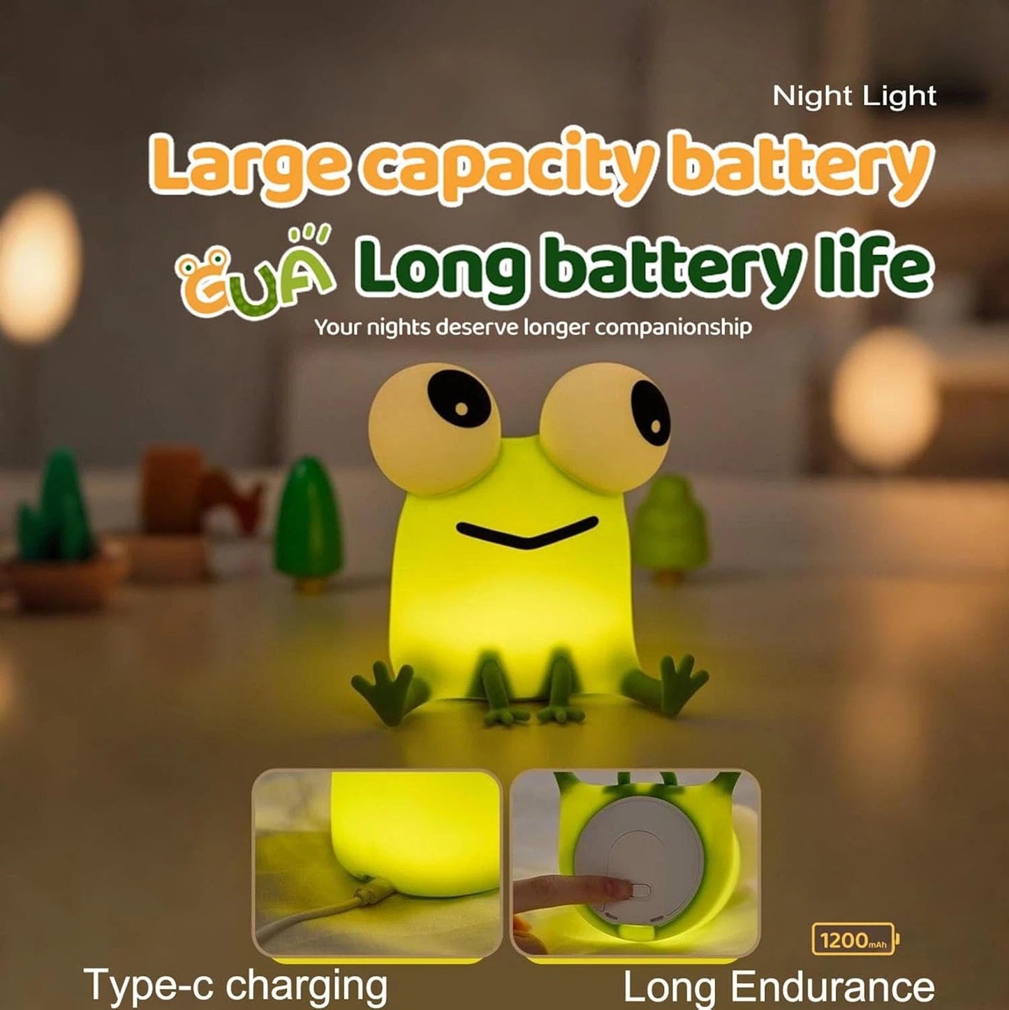 Frogs Night Light, Frogs Lamp Phone Holder