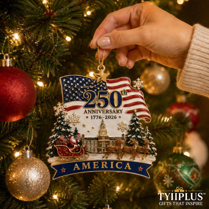 TYIIMAX™ USA 250th Anniversary Christmas Ornament – 1776–2026 Patriotic Collectible Holiday Keepsake