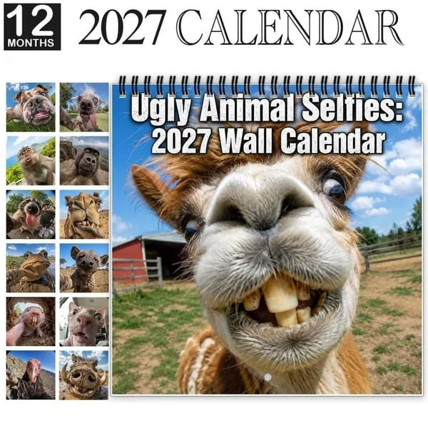 📸😂2027 Ugly Animal Selfies Wall Calendar