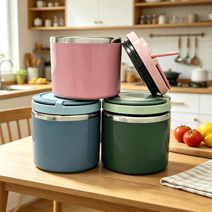 TYIIMAX™ Stainless Steel Insulated Lunch Box with Handle – Leakproof Stackable Food Container for Office, School & Travel