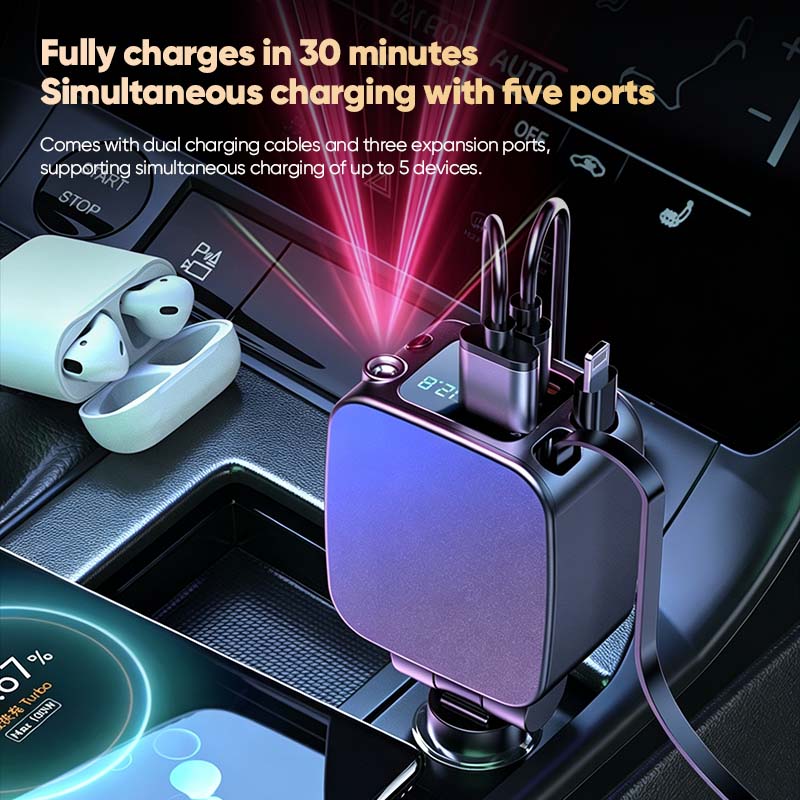 Multi-functional Universal Retractable Super-Fast Car Charger