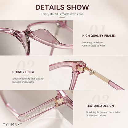 TYIIMAX™ Women's Photochromic Prescription Glasses – Oversized Fashion Frames with Blue Light Protection