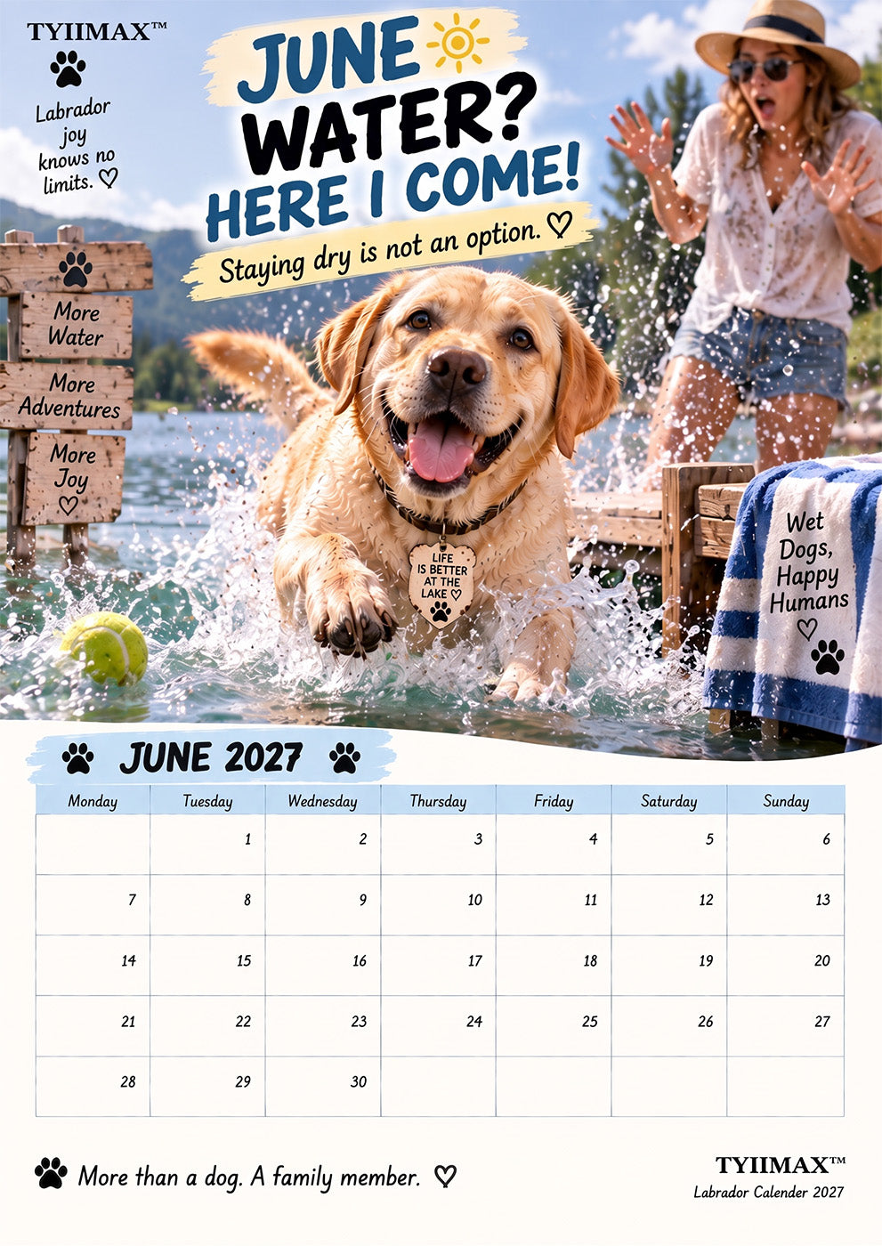 TYIIMAX™ Labrador Calendar 2027 – Funny 12-Month Wall Calendar for Labrador Lovers & Dog Owners