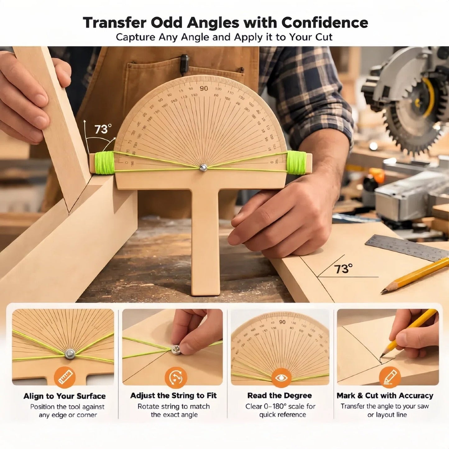 Handcrafted Wooden Precision Angle Finder