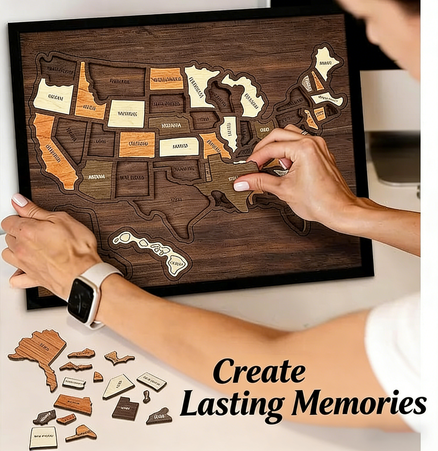 🔥🇺🇸 Wooden USA Travel Map Puzzle🧩A Stylish Way to Track Your Journey & Memories
