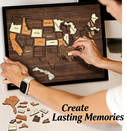 🔥🇺🇸 Wooden USA Travel Map Puzzle🧩A Stylish Way to Track Your Journey & Memories