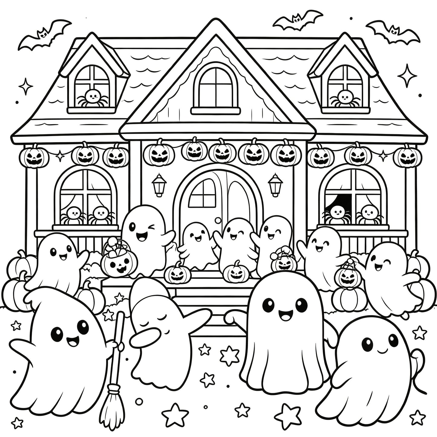 👻🎨Spooky & Cute Bold and Easy Coloring Book – A Whimsical Halloween Adventure (✨Hardcover)