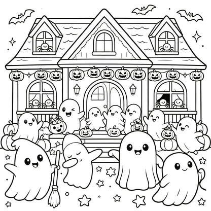 👻🎨Spooky & Cute Bold and Easy Coloring Book – A Whimsical Halloween Adventure (✨Hardcover)