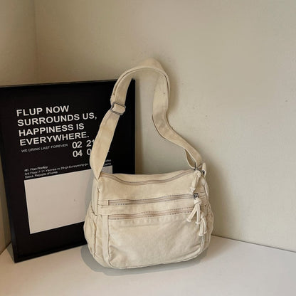 Multi-Pocket Canvas Crossbody Bag for Daily Travel